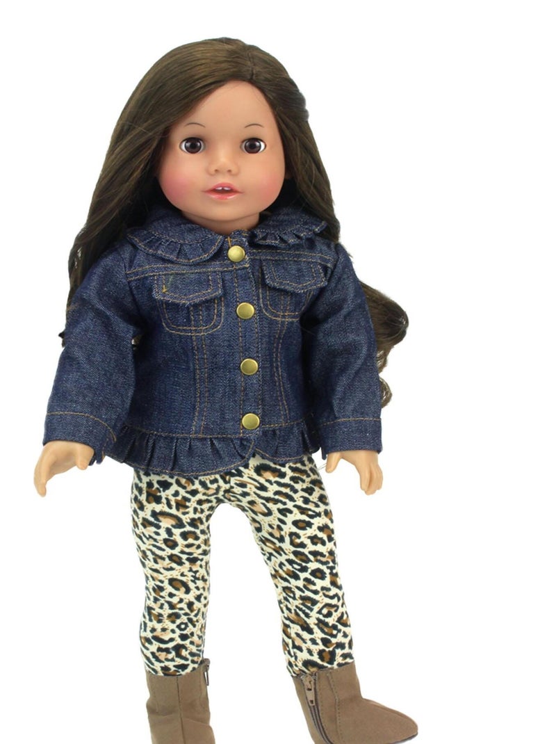 18" Poupee - Veste en jean à volants, leggings à imprimé animal N/A - Kiabi