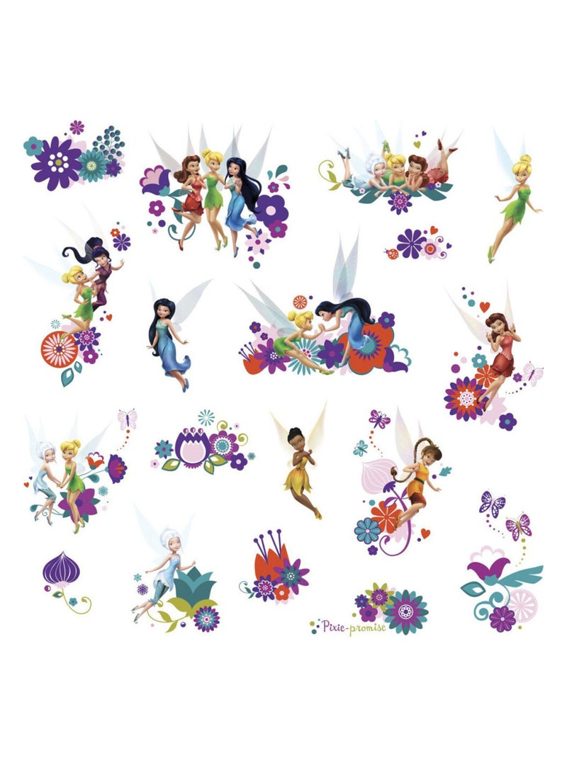 18 Stickers Fée Clochette Disney Fairies Flowers Repositionnables Multicolore - Kiabi