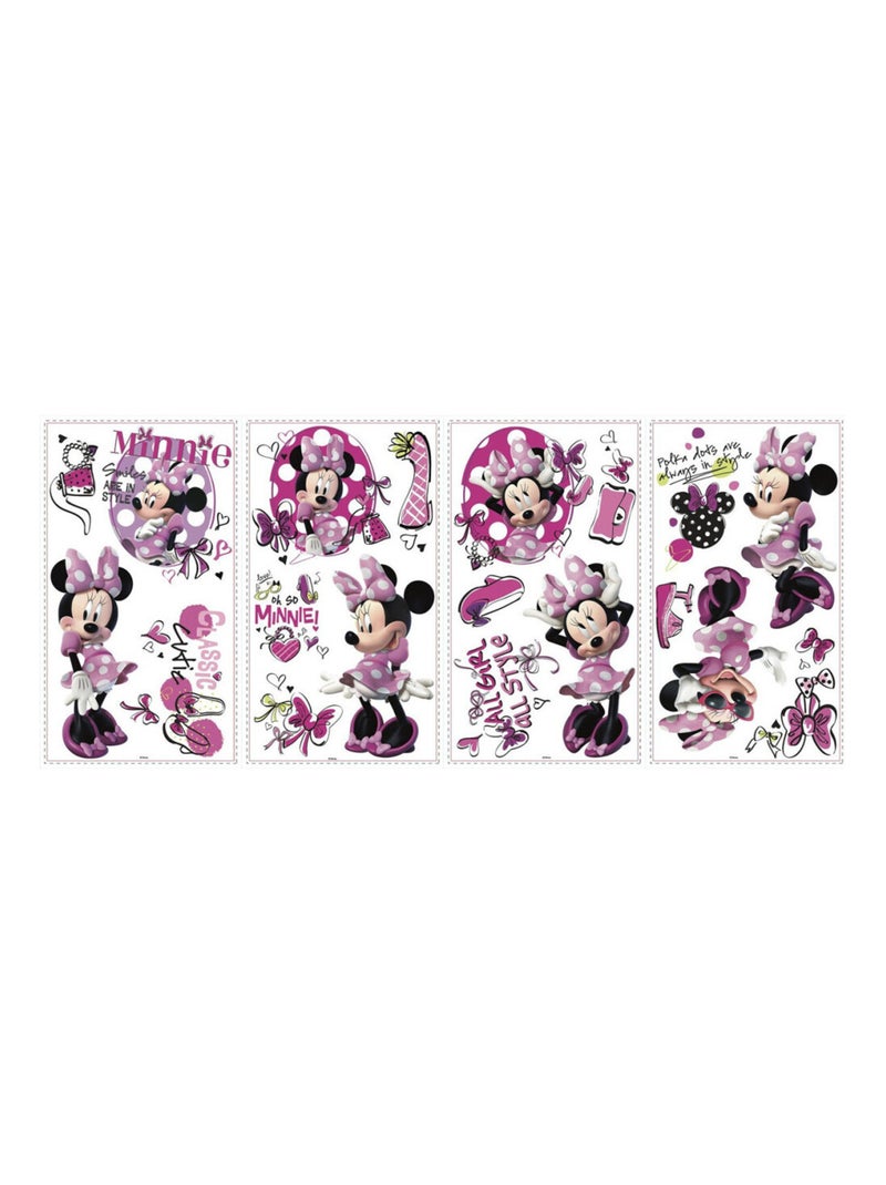 19 Stickers Fashionista Minnie Mouse Disney Rose - Kiabi