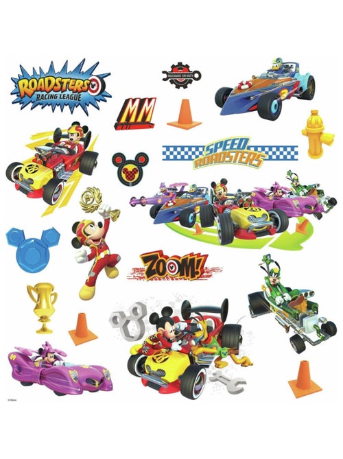 19 Stickers Roadster Team Mickey Mouse 22x45cm - Kiabi