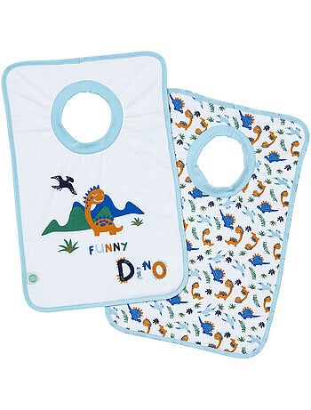 2 bavoirs passe-tête 6 mois - Funny Dino - Babycalin
