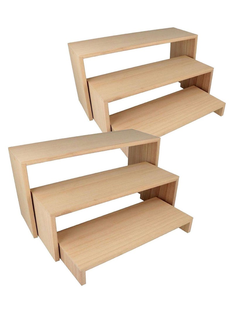 2 blocs de 3 étagères escalier en bois 18 x 35 cm - Artemio Beige - Kiabi