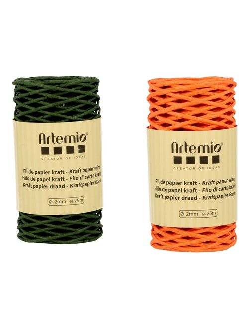 2 bobines fil kraft vert bouteille/orange 2mm x 25 m - Kiabi