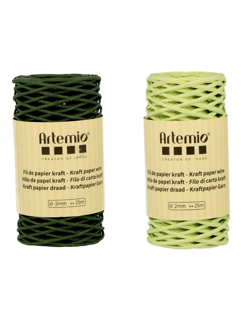 2 bobines fil kraft vert bouteille/vert anis 2mm x 25 m N/A - Kiabi