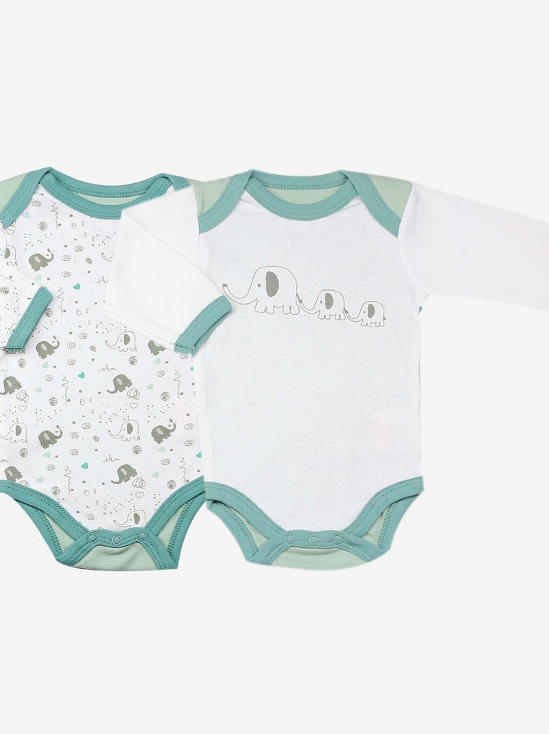 2 Bodies bébé - Modèle Elephant Vert - Kiabi