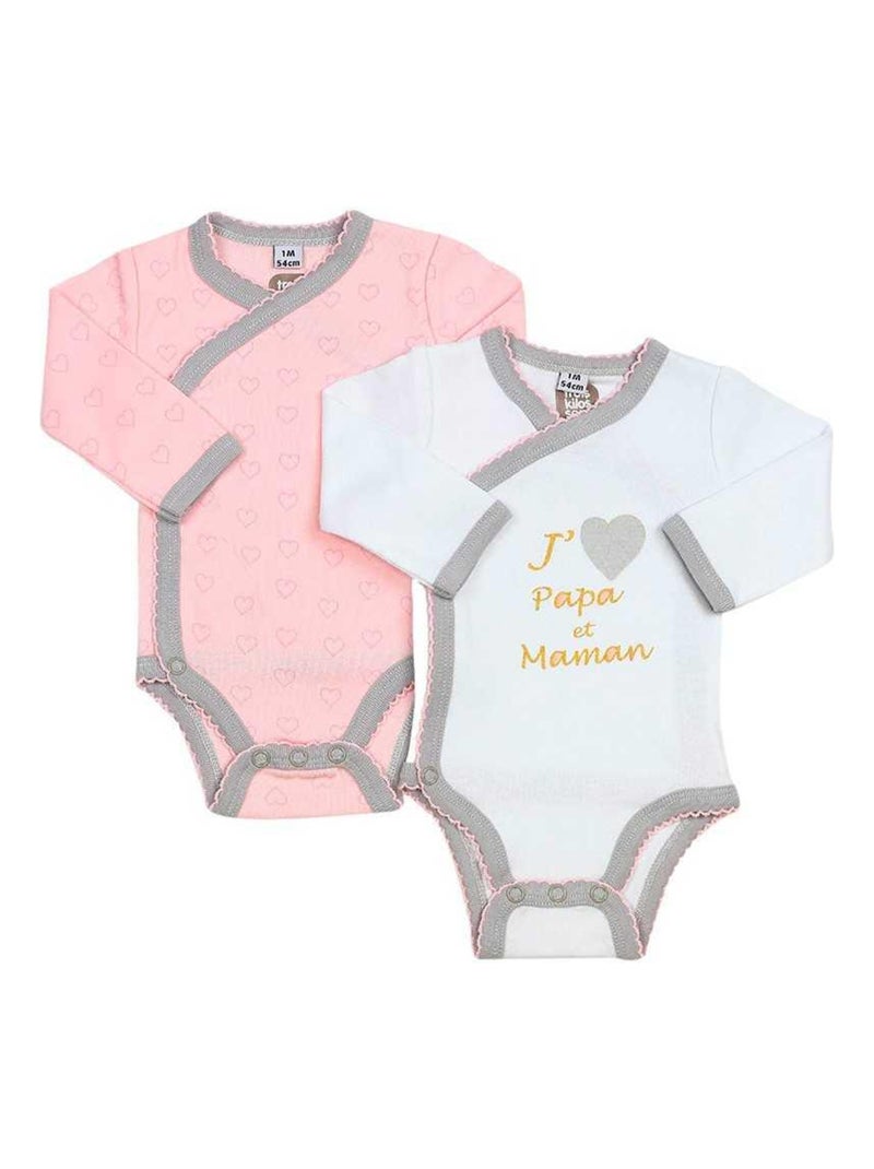 2 bodies croisés - J'aime papa et maman Rose - Kiabi