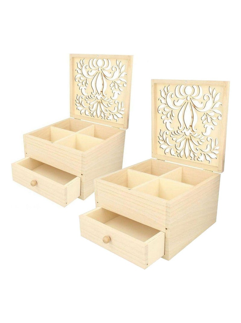 Lot De 2 Boîtes à Bijoux En Verre "Ania" 21cm Argent