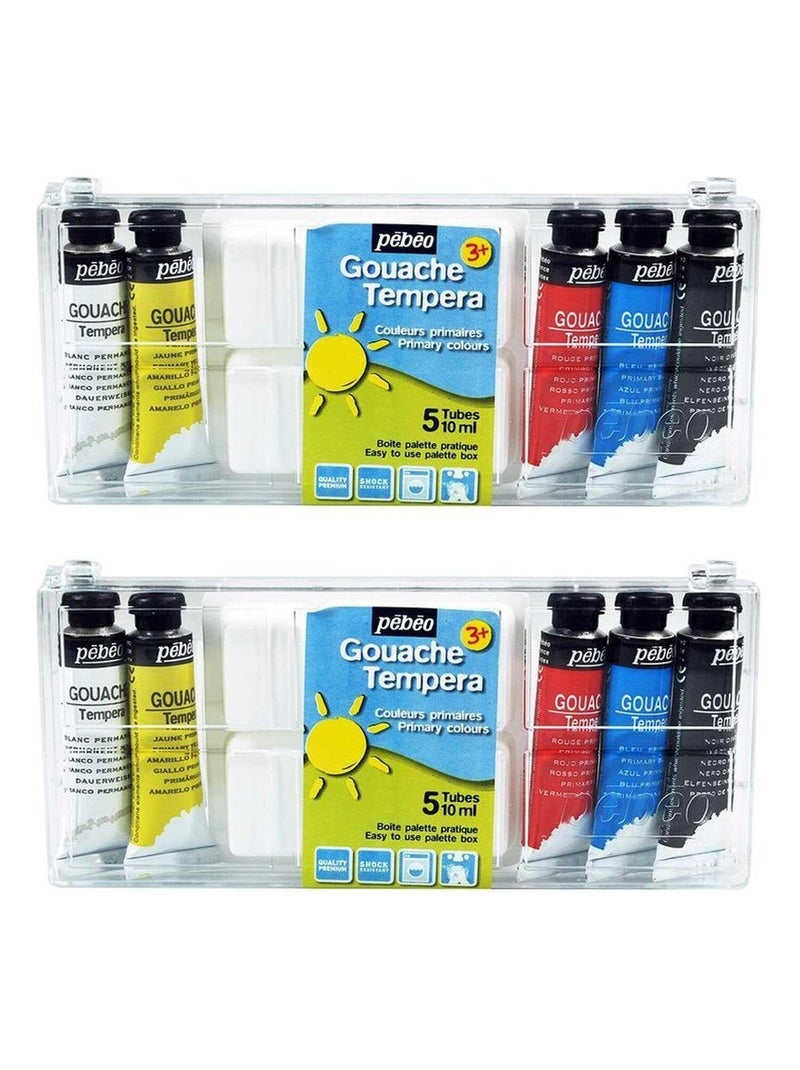 2 boîtes de 5 tubes de peinture gouache + palette - Pébéo N/A - Kiabi