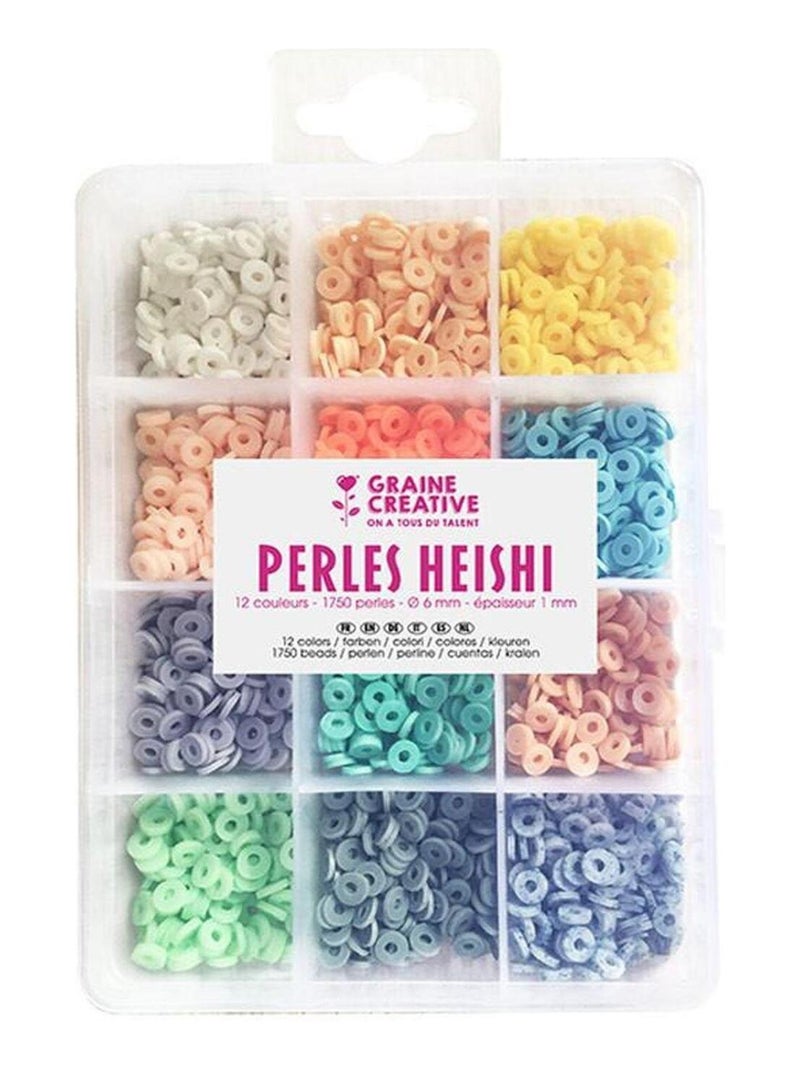 2 boîtes de perles Heishi x 12 couleurs pastel - Graine Créative N/A - Kiabi