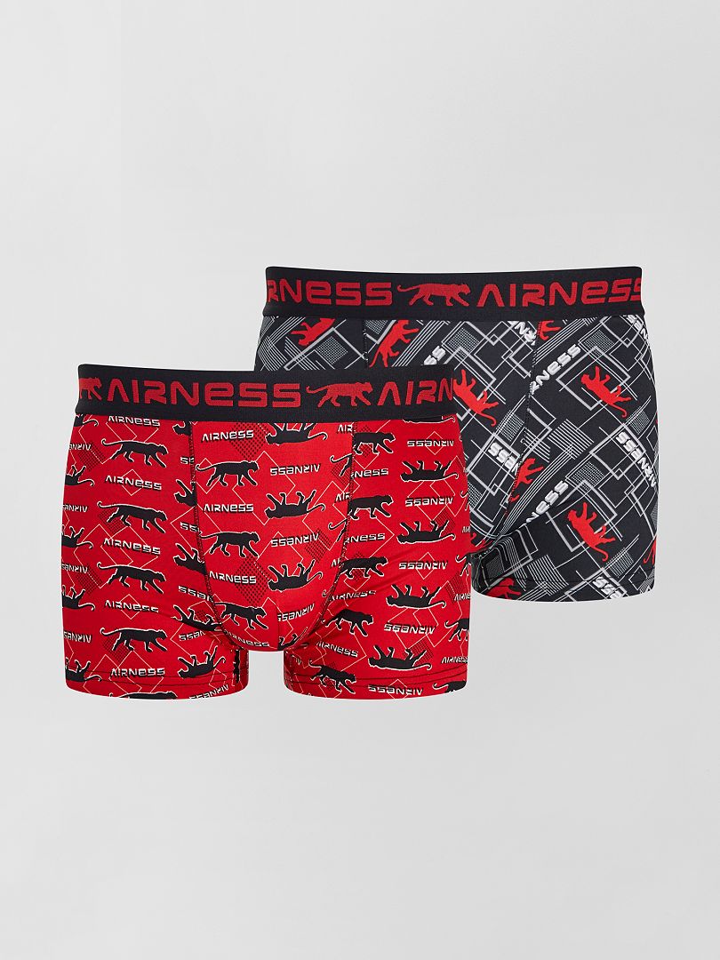 2 boxers 'Airness' noir/rouge - Kiabi