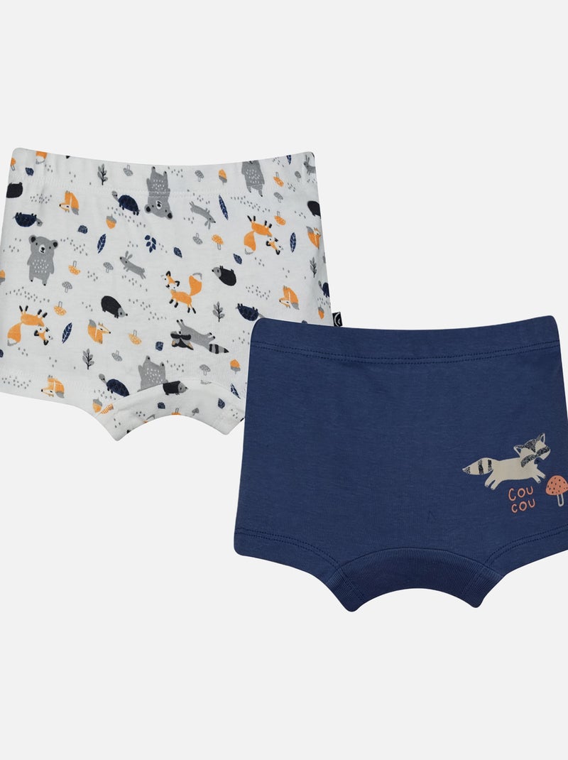 2 BOXERS BEBE FREDY Blanc Bleu - Kiabi