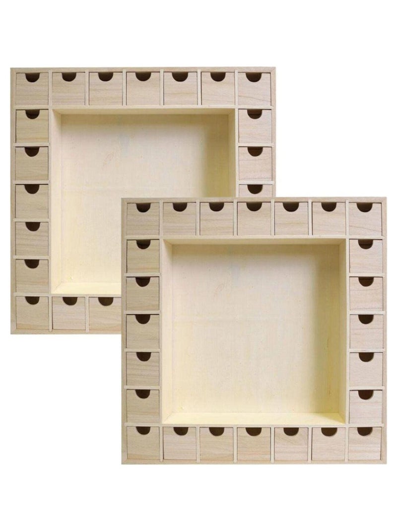 2 calendriers de l'Avent carrés en bois 39 x 39 cm - Artemio Beige - Kiabi