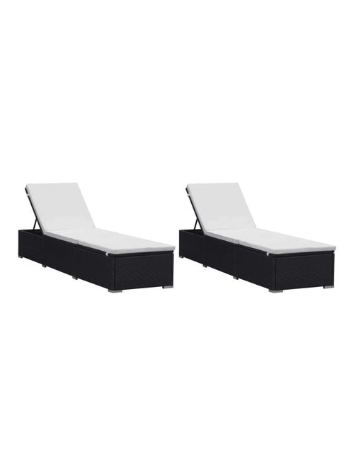 2 chaises longues en résine tressée avec coussins - Kiabi