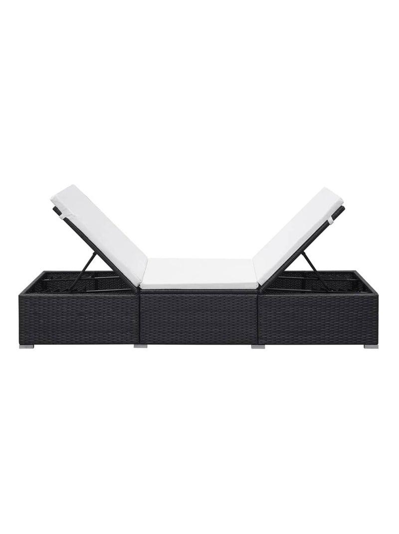 2 chaises longues en résine tressée avec coussins Noir - Kiabi