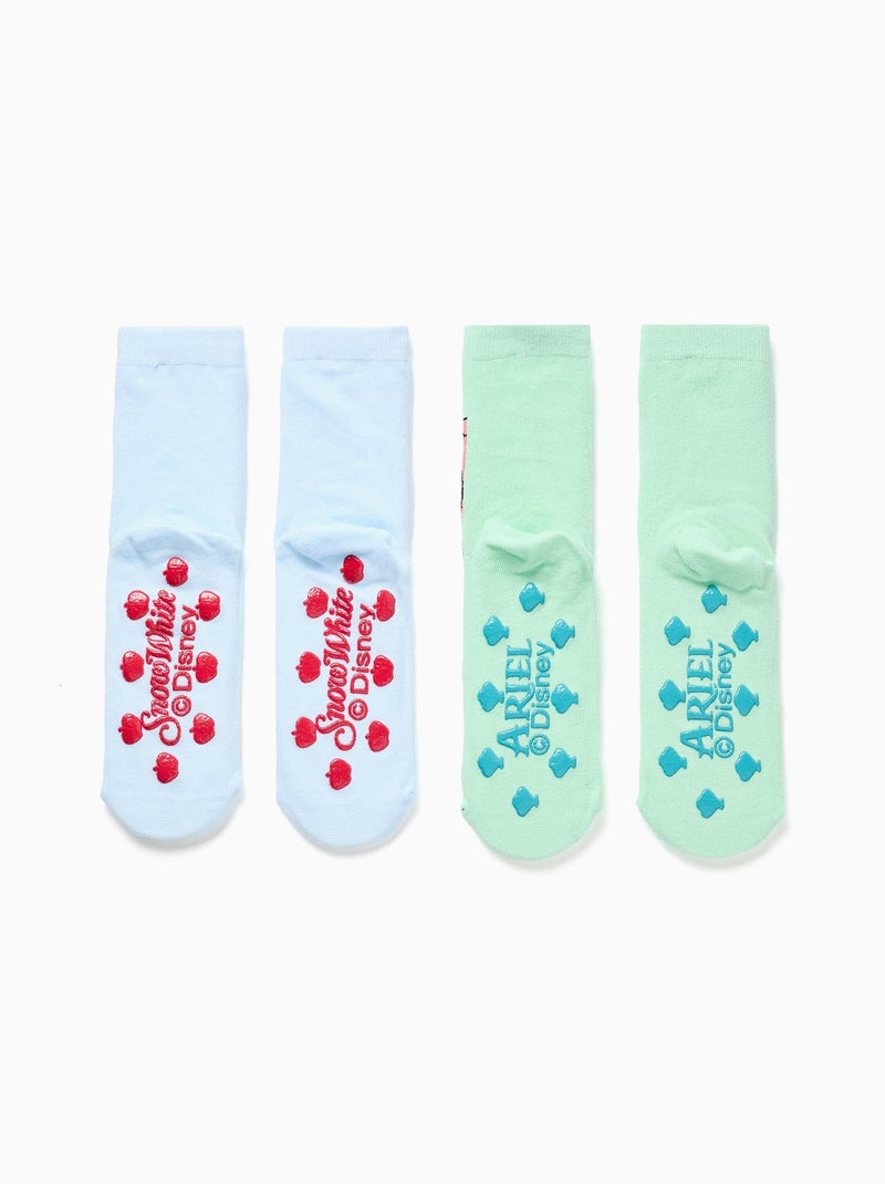 2 chaussettes antidérapantes à imprimé Princesses Multicolore - Kiabi