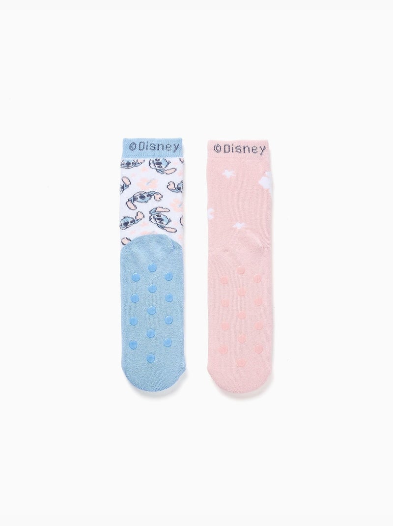 2 chaussettes antidérapantes à imprimé Stitch Multicolore - Kiabi