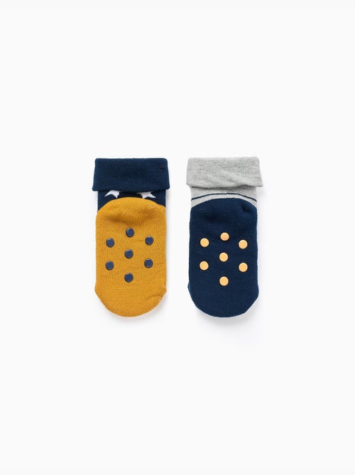2 chaussettes antidérapantes à motifs - Kiabi