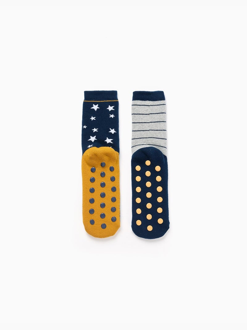 2 chaussettes antidérapantes à motifs Multicolore - Kiabi