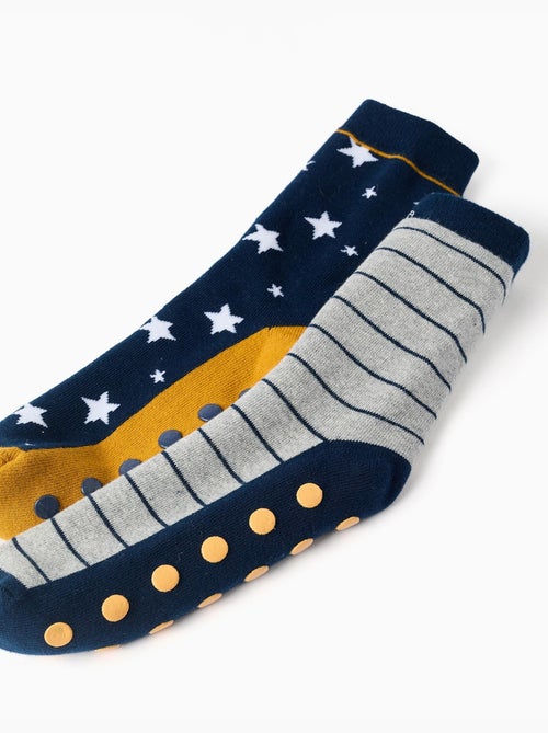 2 chaussettes antidérapantes à motifs - Kiabi
