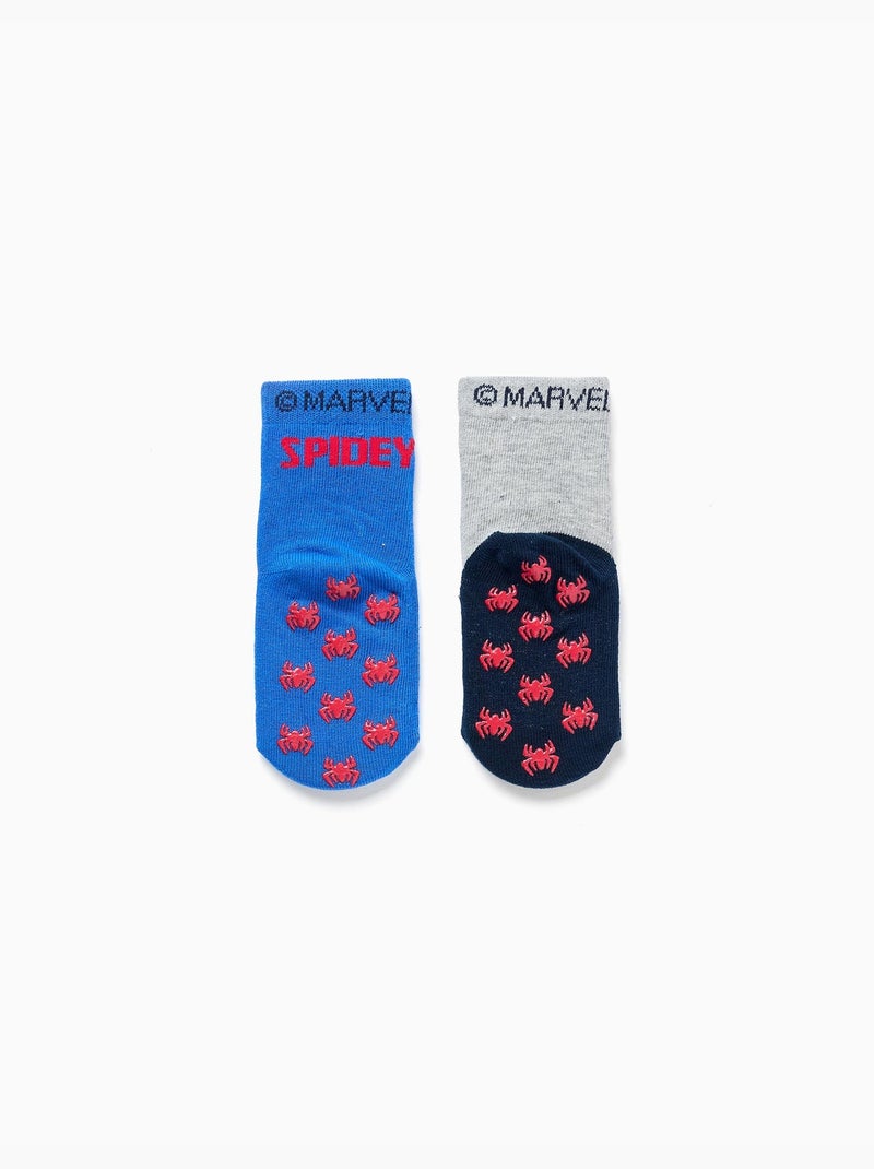 2 chaussettes antidérapantes Spidey Gris Bleu - Kiabi