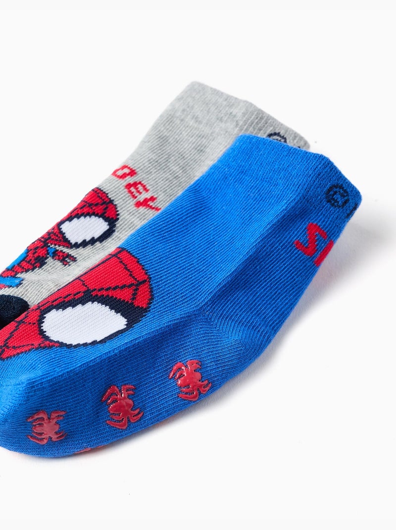 2 chaussettes antidérapantes Spidey Gris Bleu - Kiabi