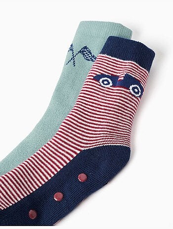 2 chaussettes en éponge antidérapantes avec motif voiture
