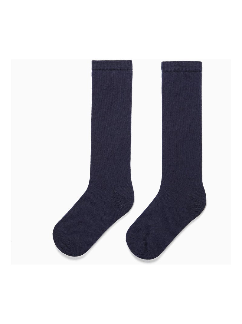2 Chaussettes Hautes Enfant   ESSENTIALS LINE Bleu nuit - Kiabi