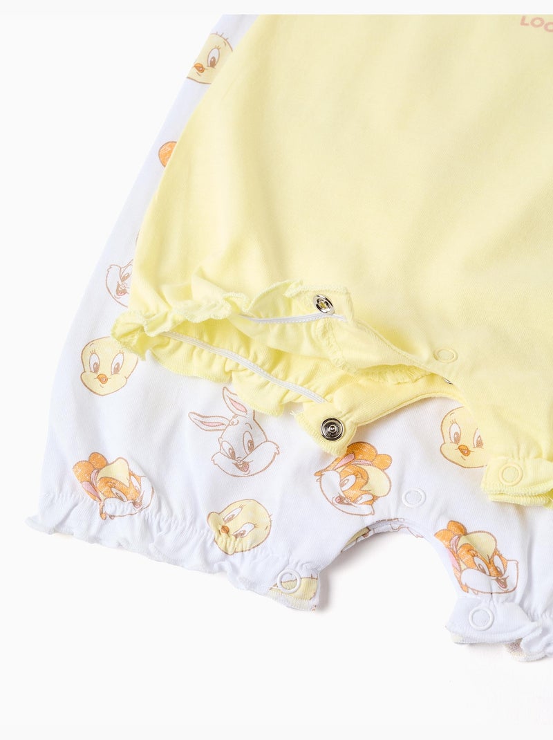 2 combishorts en coton avec Looney Tunes Blanc Jaune - Kiabi