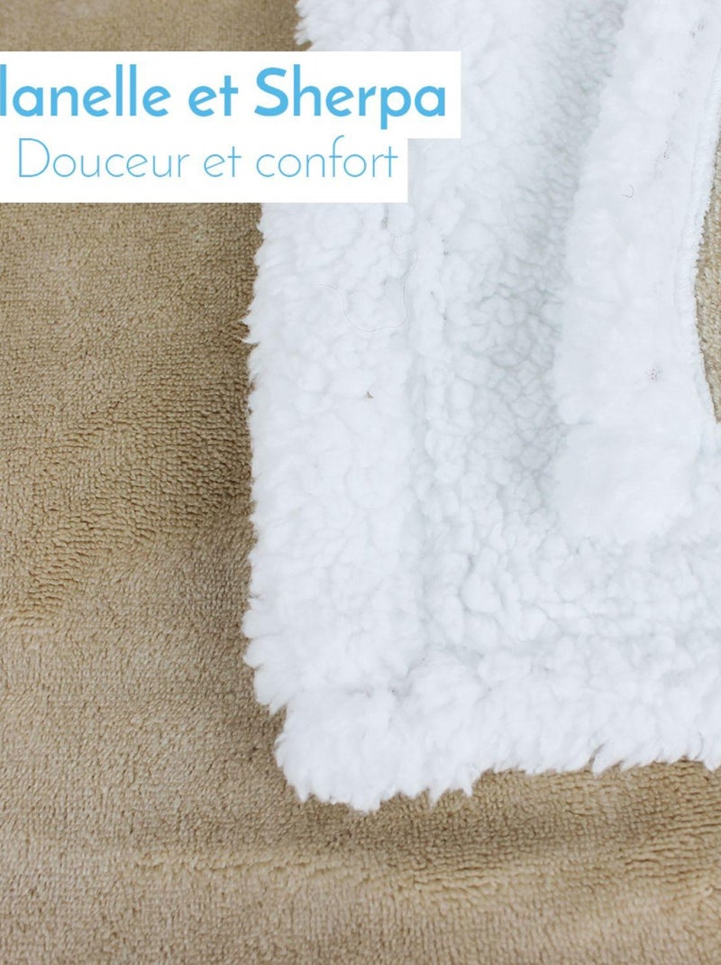 2 couvertures, plaids polaires pour bébé en flanelle et effet moutonné ultra doux - Monsieur Bébé Beige - Kiabi