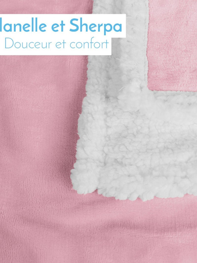 2 couvertures, plaids polaires pour bébé en flanelle et effet moutonné ultra doux - Monsieur Bébé Rose - Kiabi