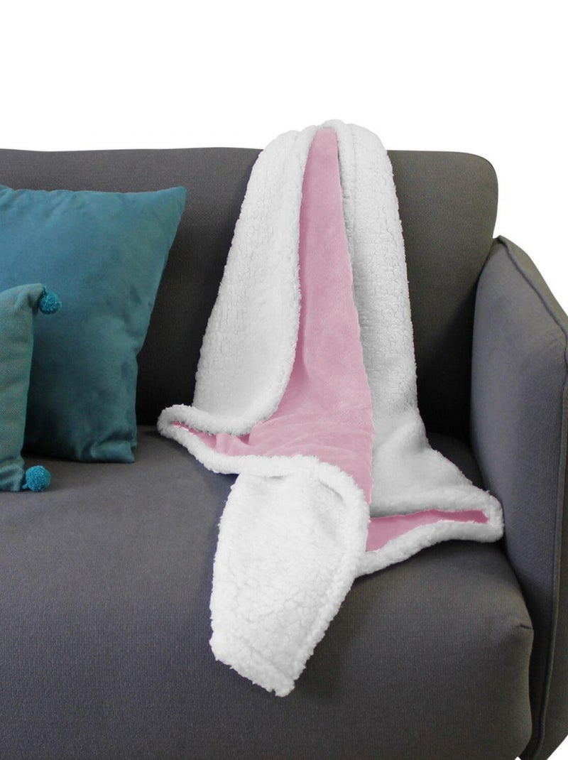 2 couvertures, plaids polaires pour bébé en flanelle et effet moutonné ultra doux - Monsieur Bébé Rose - Kiabi