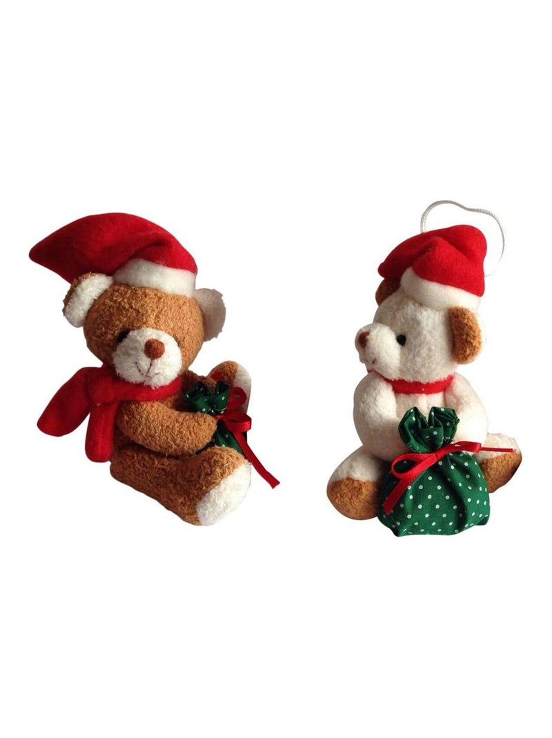 2 décoration de sapin Petites peluches Ours 10 cm Rouge - Kiabi