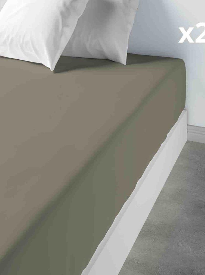 2 Draps housse 80x200 +35 cm 100% Coton 57 fils Vert sapin - Kiabi