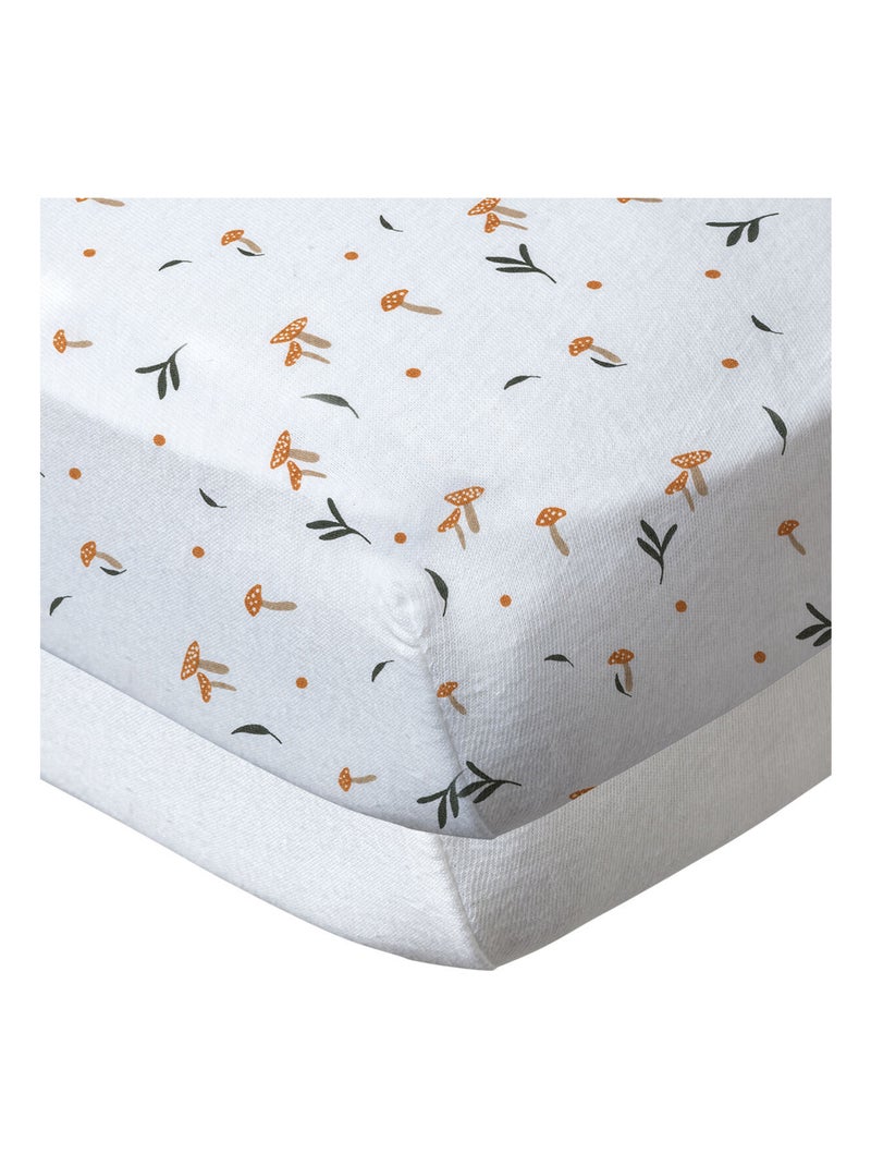 2 draps-housses 70x140 cm White Forest Blanc Marron - Kiabi