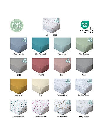 2 draps-housses bébé Vert Amande - Montgolfières - Babycalin