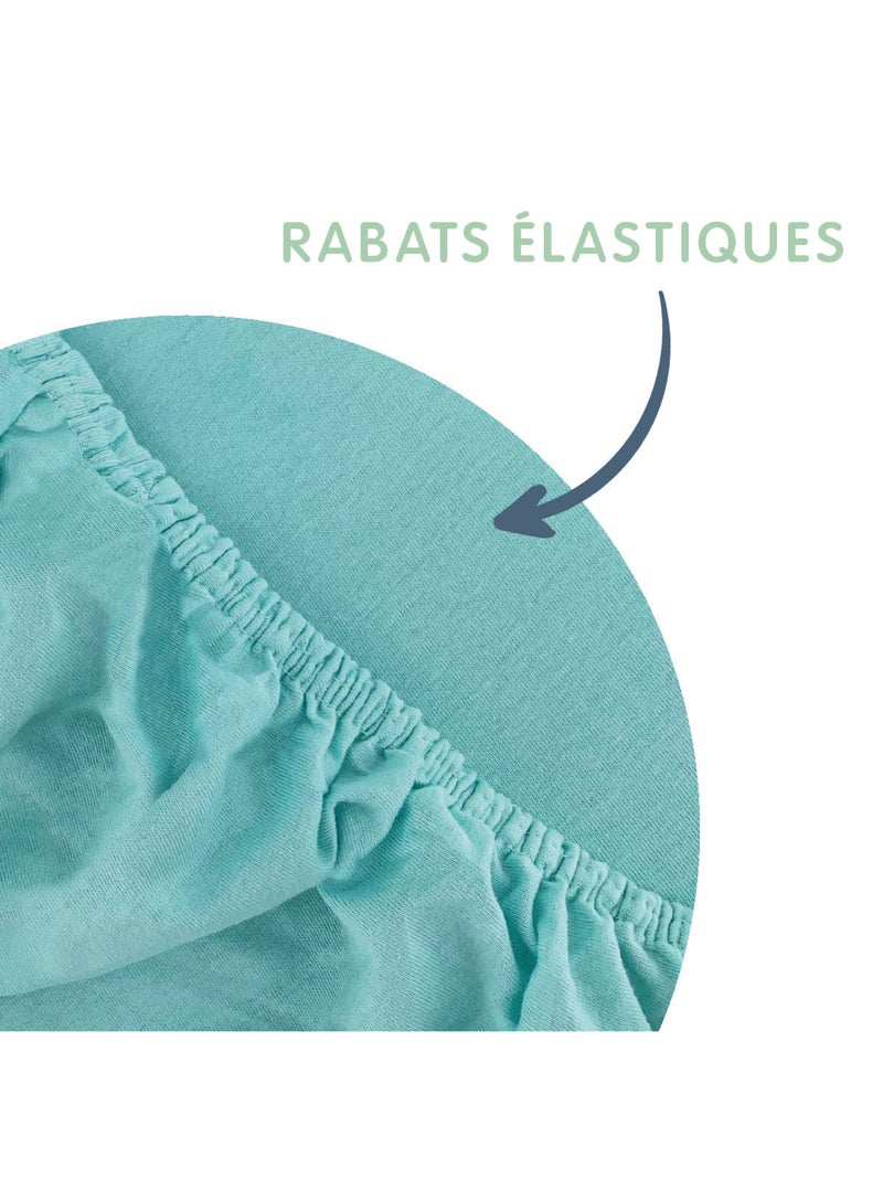 2 draps-housses bébé Vert Amande - Montgolfières - Babycalin Verveine - Kiabi