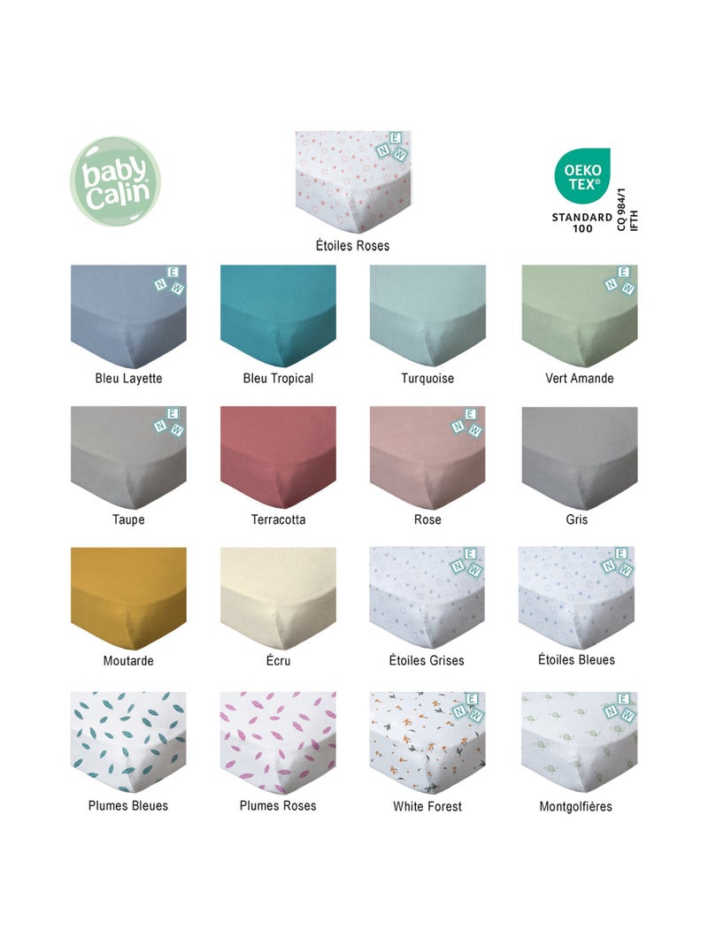 2 draps-housses bébé Vert Amande - Montgolfières - Babycalin Verveine - Kiabi