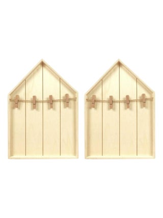 2 étagères maison en bois avec pinces à linge 19 x - Graine Créative