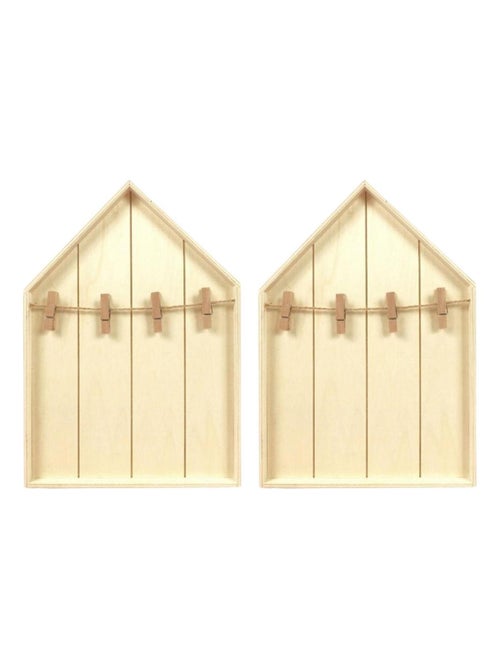2 étagères maison en bois avec pinces à linge 19 x - Graine Créative - Kiabi
