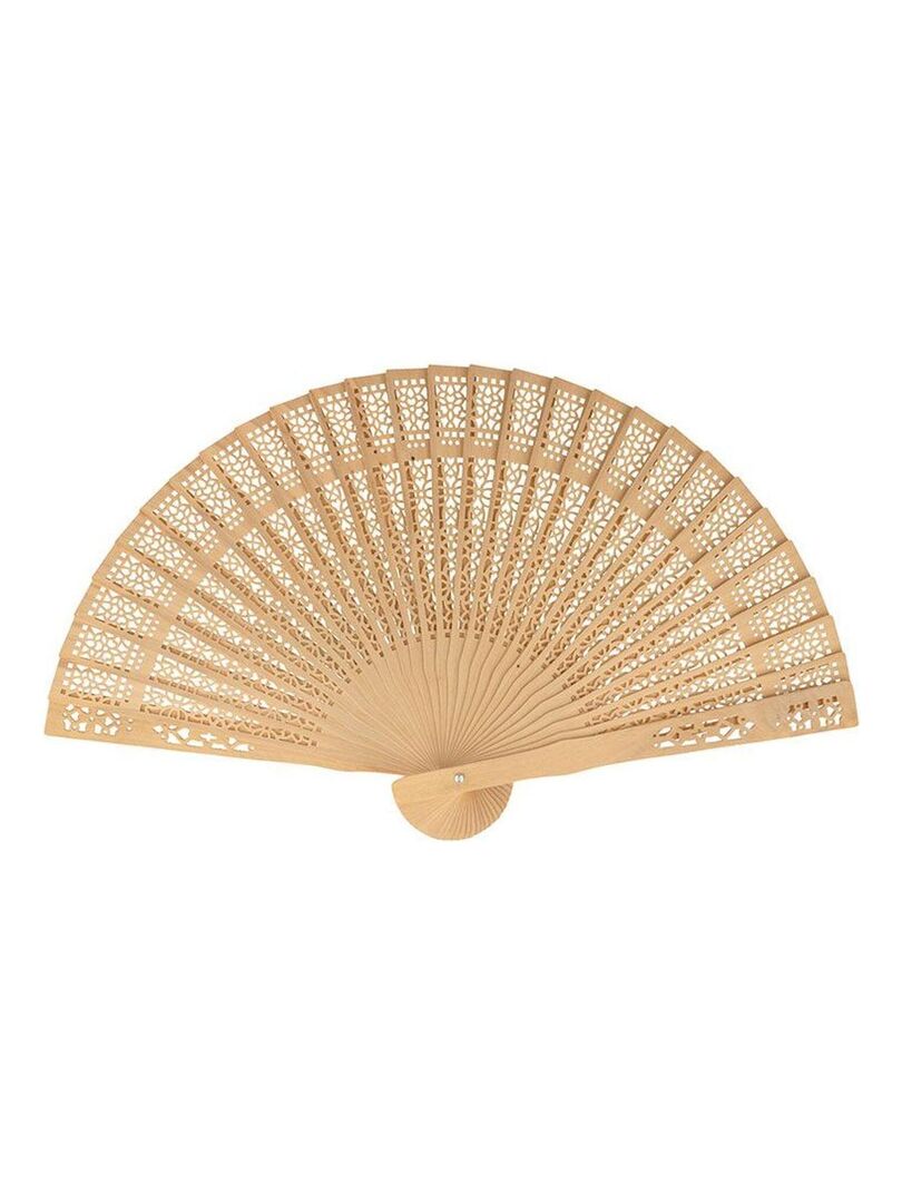 Deux Éventails En Bois Avec Fleurs Peintes à La Main + Étui Artisanal Et Porte-Clés Flamant Rose - Lot Élégant