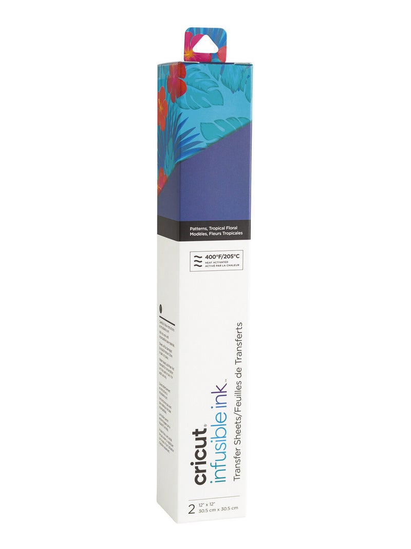 2 Feuilles de transfert Fleurs Tropicales 30,5 x - Cricut Multicolore - Kiabi