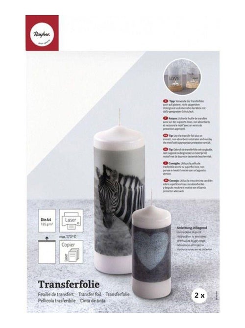 2 feuilles de transfert pour bougie A4 - Rayher - Kiabi