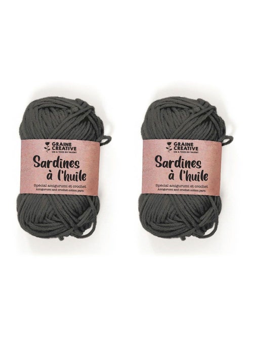 2 fils de coton pour crochet 55 m - gris foncé - Graine Créative - Kiabi