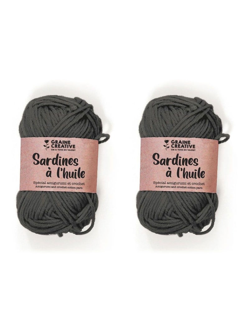 2 fils de coton pour crochet 55 m - gris foncé - Graine Créative Gris - Kiabi