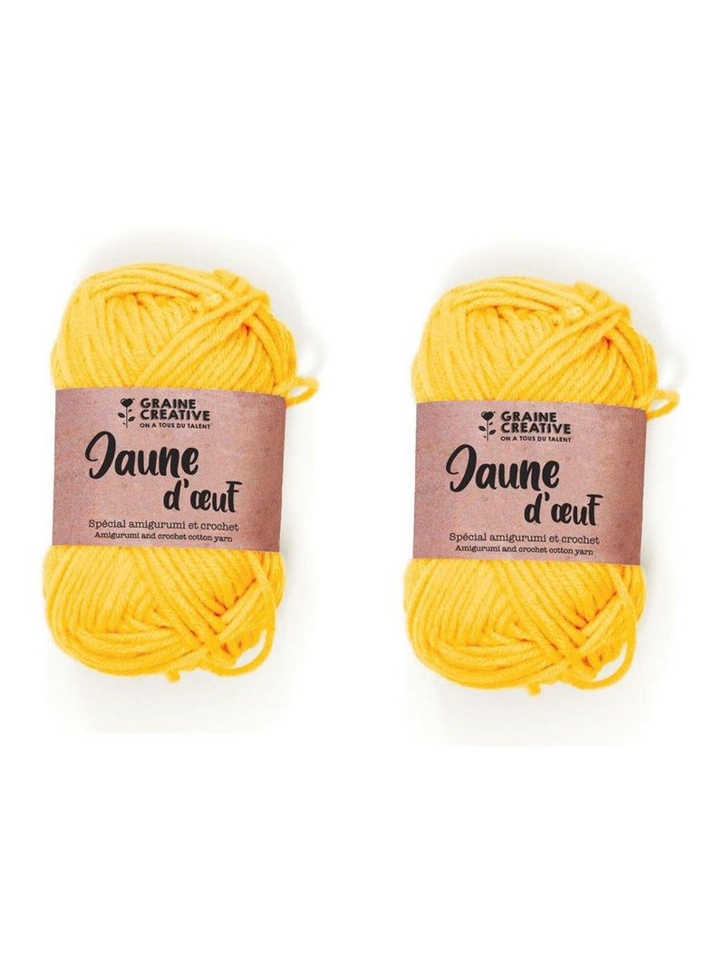 2 fils de coton pour crochet 55 m - jaune - Graine Créative Jaune - Kiabi