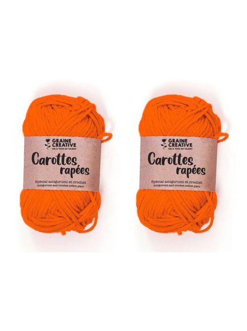 2 fils de coton pour crochet 55 m - orange - Graine Créative - Kiabi