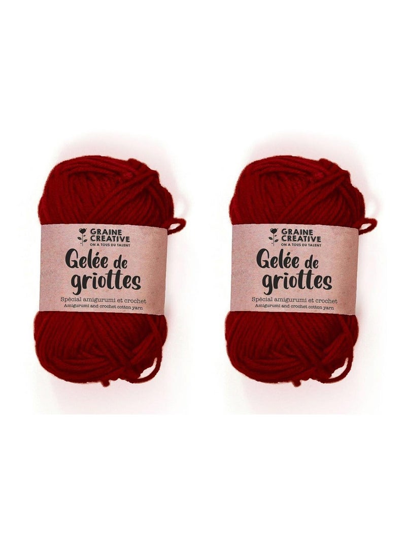 2 fils de coton pour crochet 55 m - rouge bordeaux - Graine Créative Rouge - Kiabi