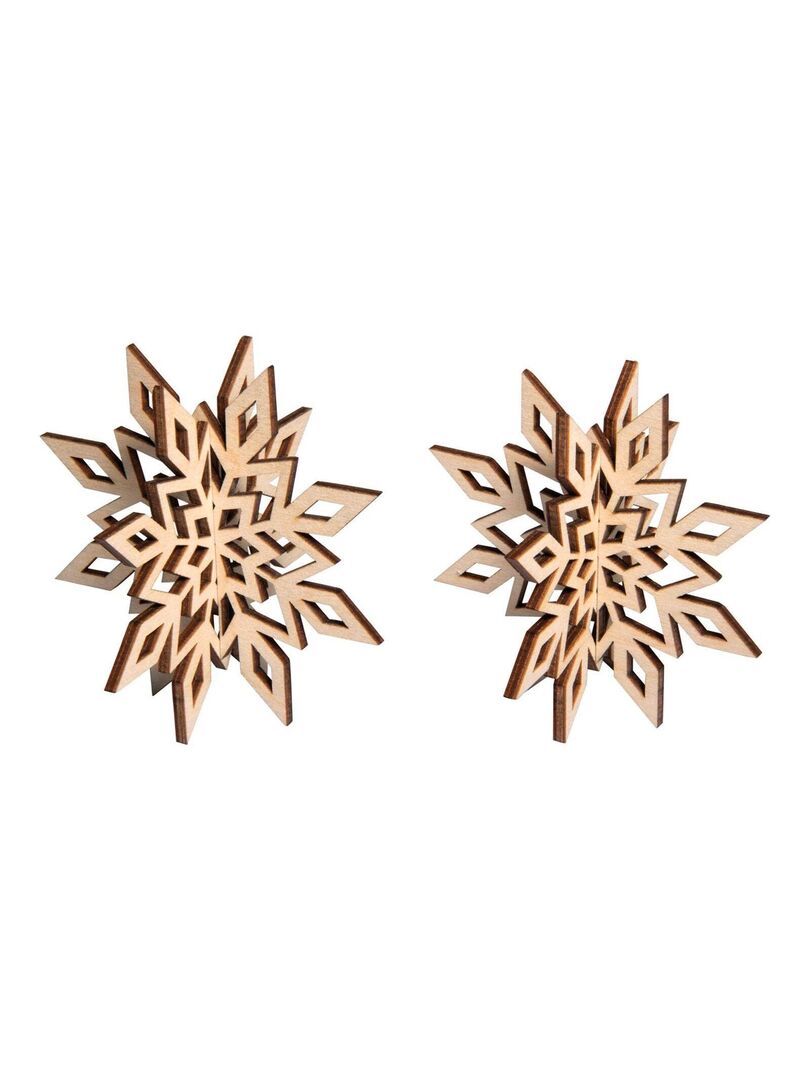 45pcs Flocons De Neige En Bois 5cm - Décorations Noël DIY Ornements Arbre