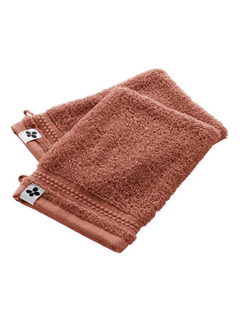 2 gants de toilette coton Collection Garance Marron - Kiabi