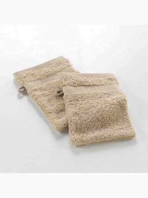 2 gants de toilette éponge unie élégance - Kiabi